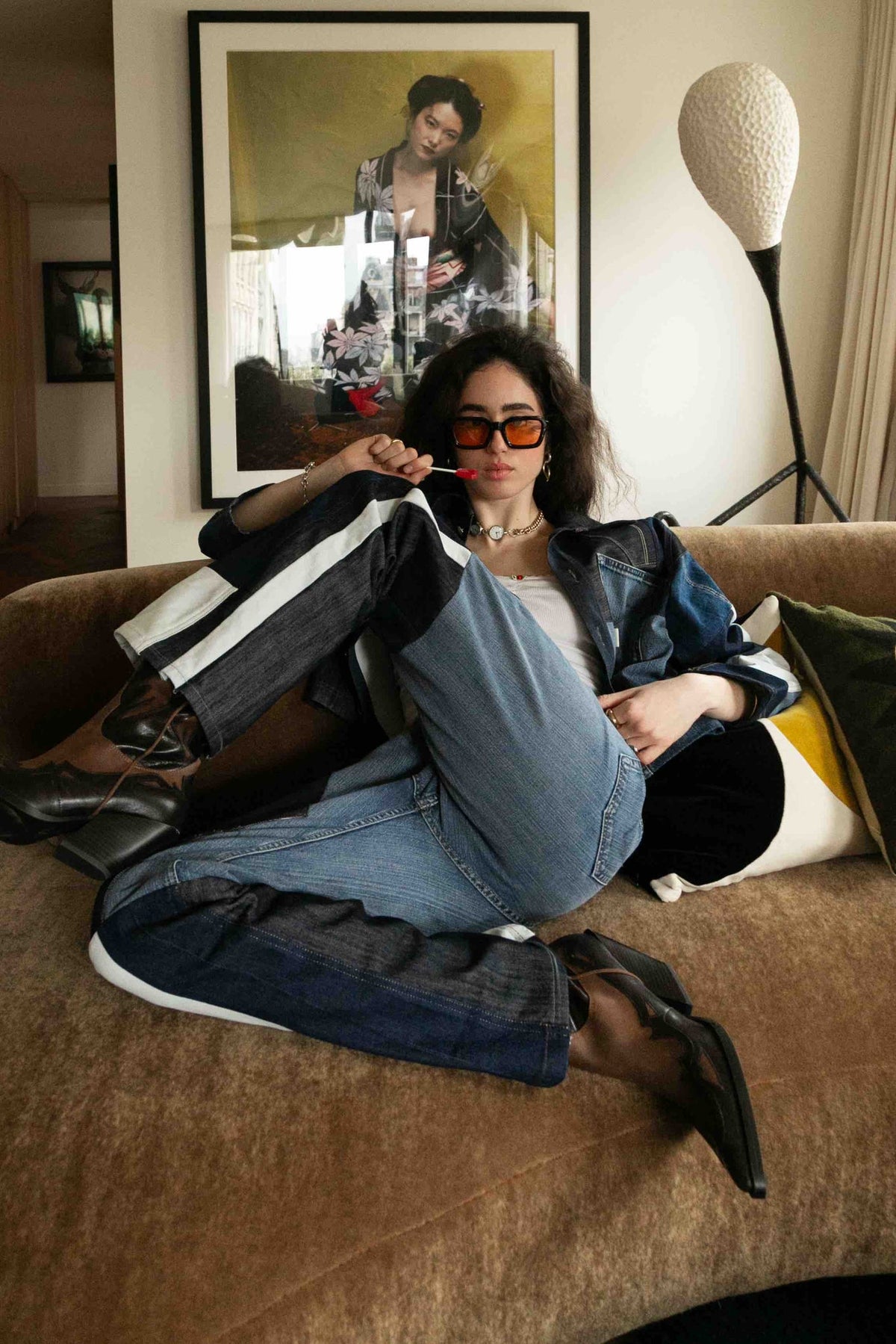 Pantalon patchwork Sacha, détail de la coupe - cette pièce est unique, pièce éco-responsable Bobo Paris