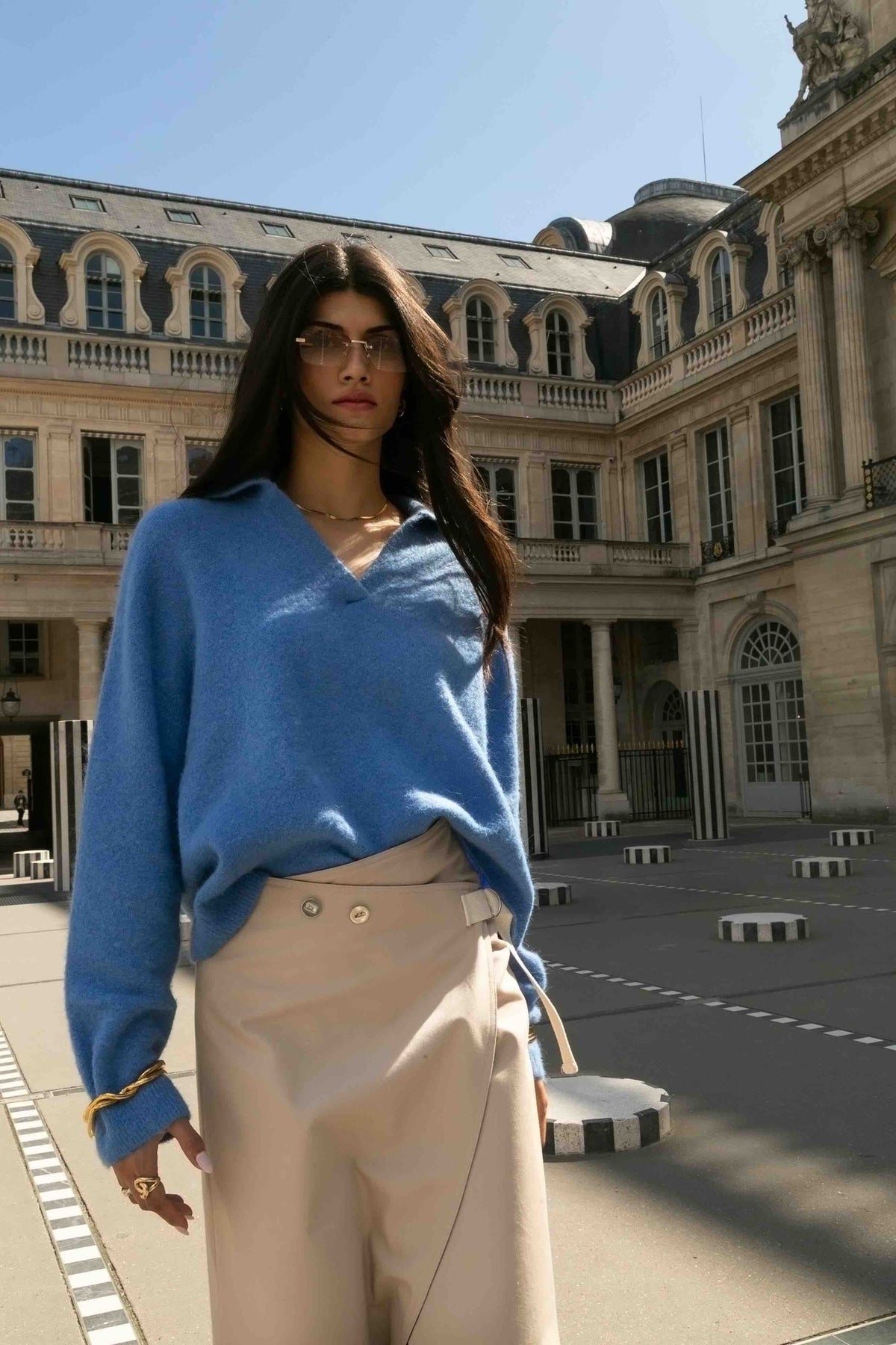 Jupe réversible Gabrielle, détail des finitions, sa taille haute met en valeur la silhouette