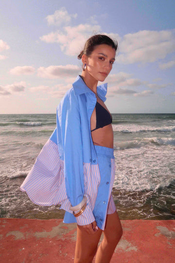 Chemise 2 en 1 bleue - Andréa