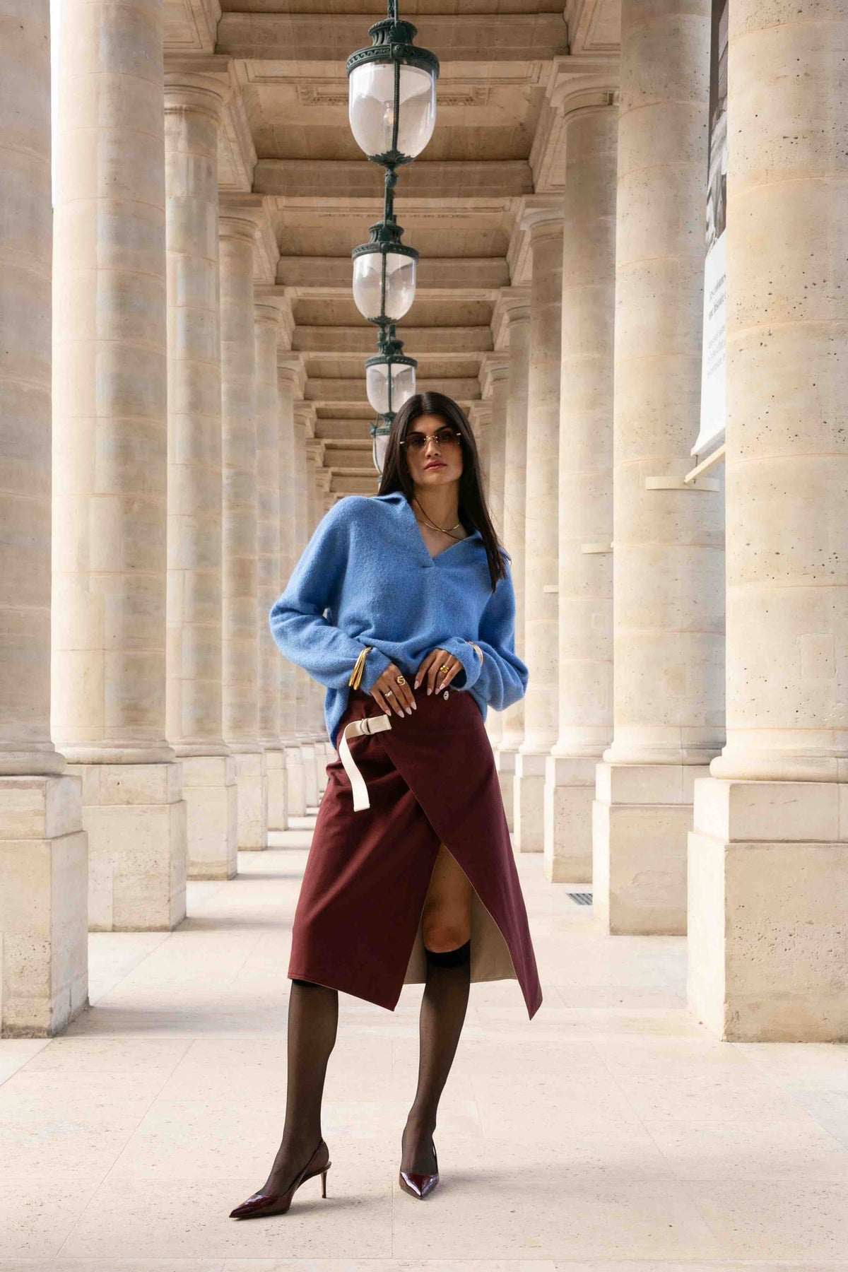 Jupe réversible Gabrielle, détail des finitions, sa taille haute met en valeur la silhouette