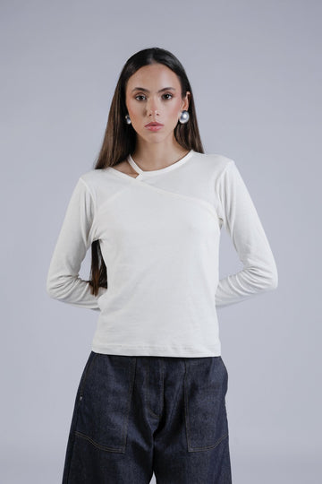 Duo de tops asymétriques blanc - Louise