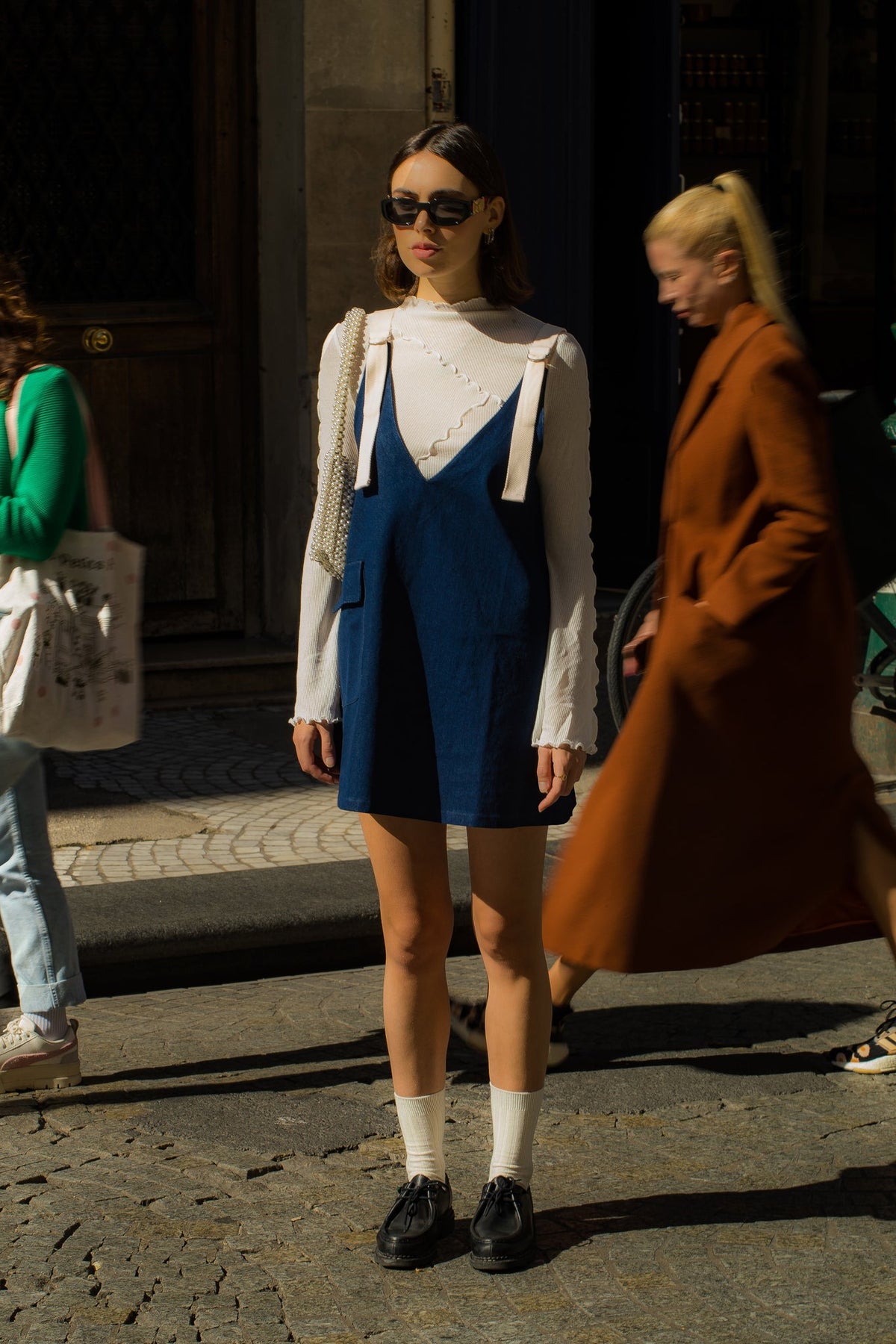 Robe courte trapèze en jean upcyclé - Chloé