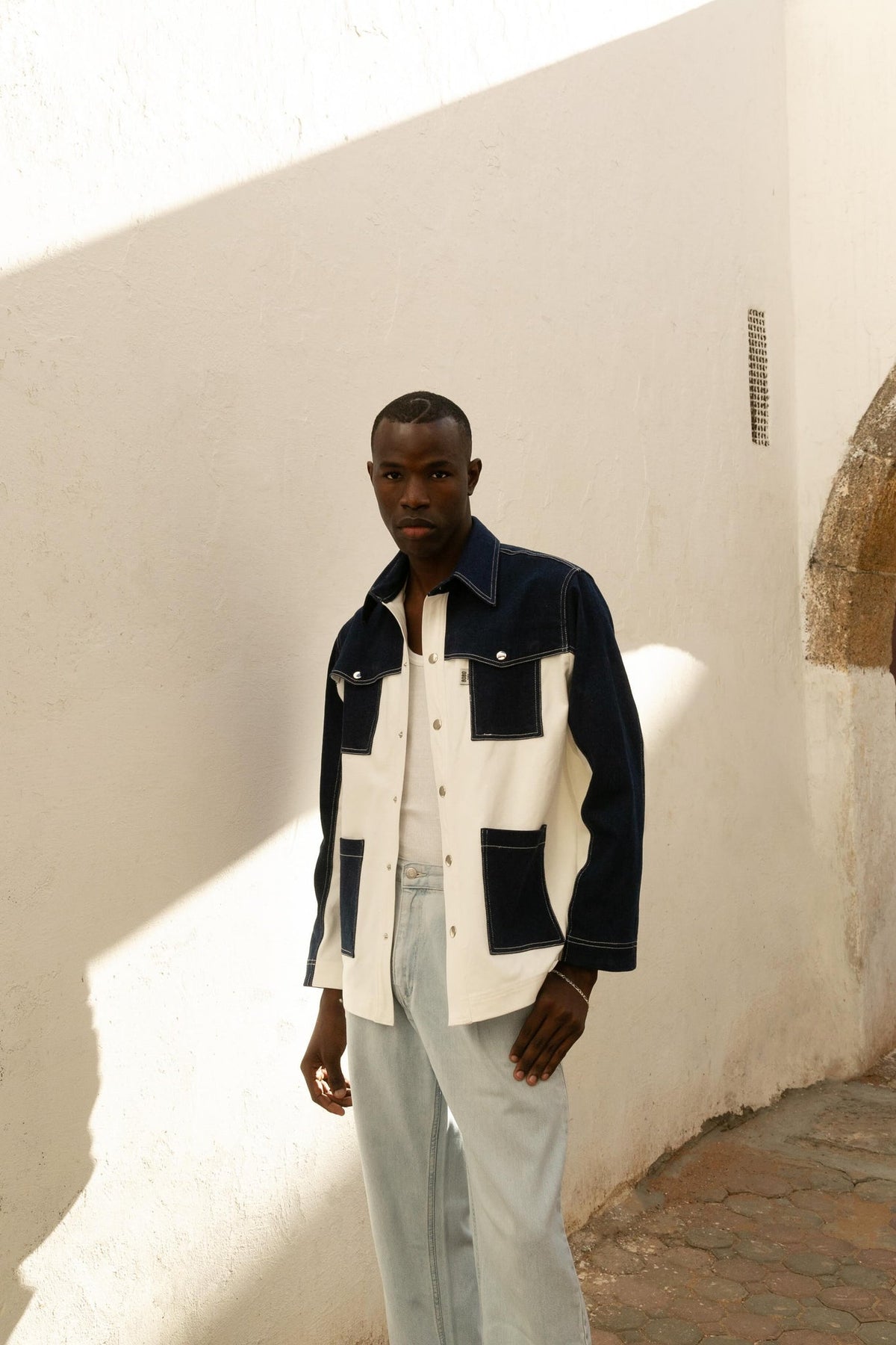 Photo shooting veste Gauthier, veste en jean unisexe