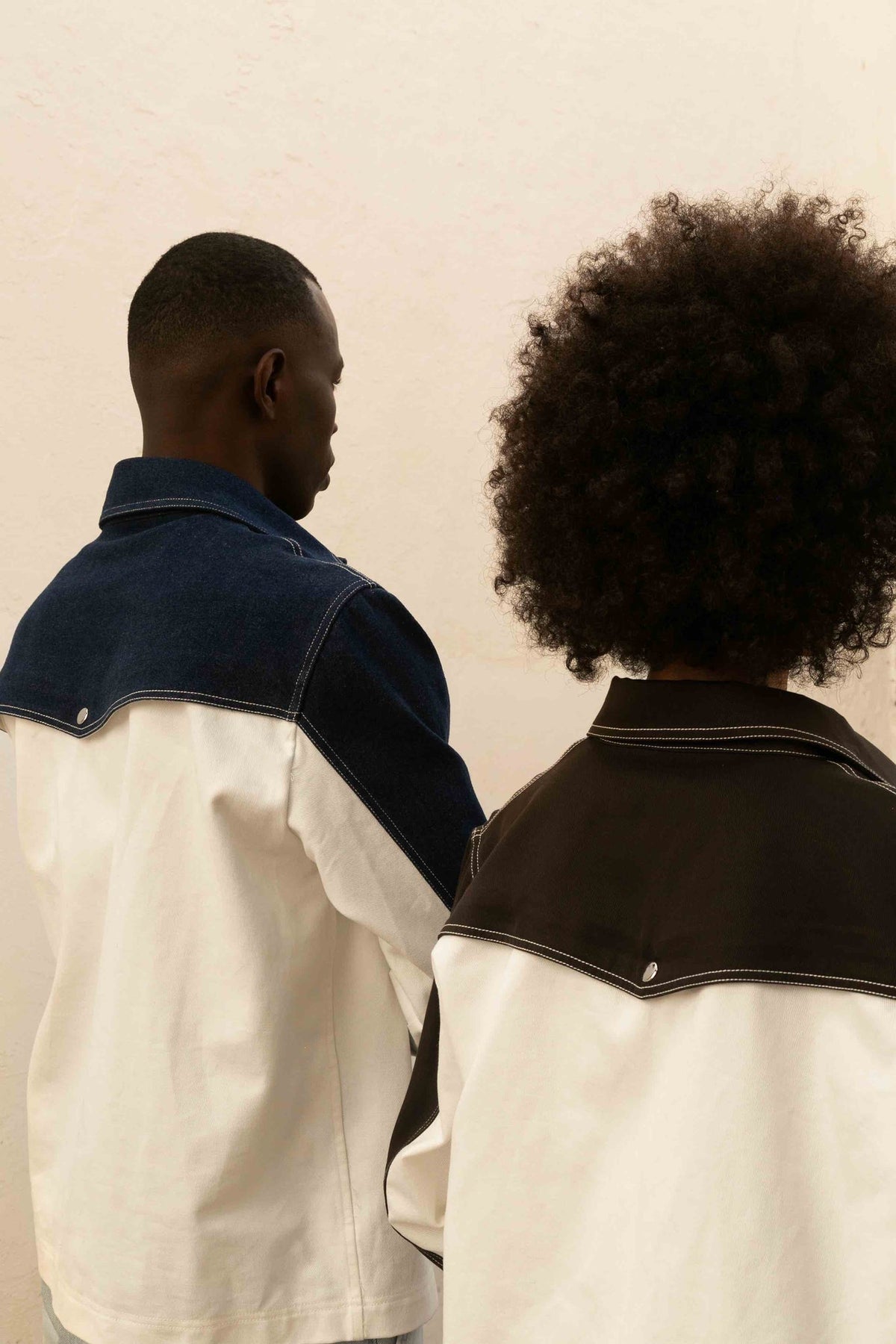Veste en jean Gauthier Marron, détail du col et des poignets, la veste Gauthier s’inspire des vestes de travail traditionnelles
