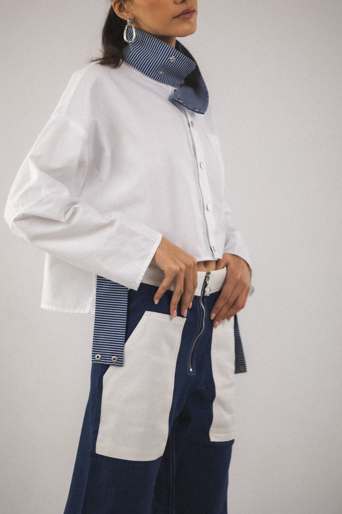 Chemise col montant Aya - Blanc - BOBO PARIS