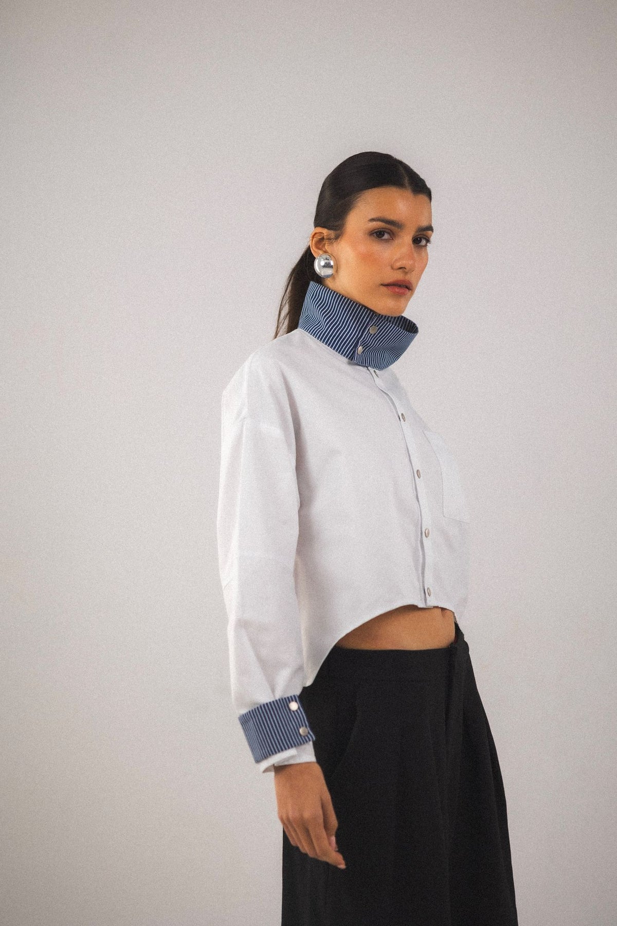 Chemise col montant Aya - Blanc - BOBO PARIS