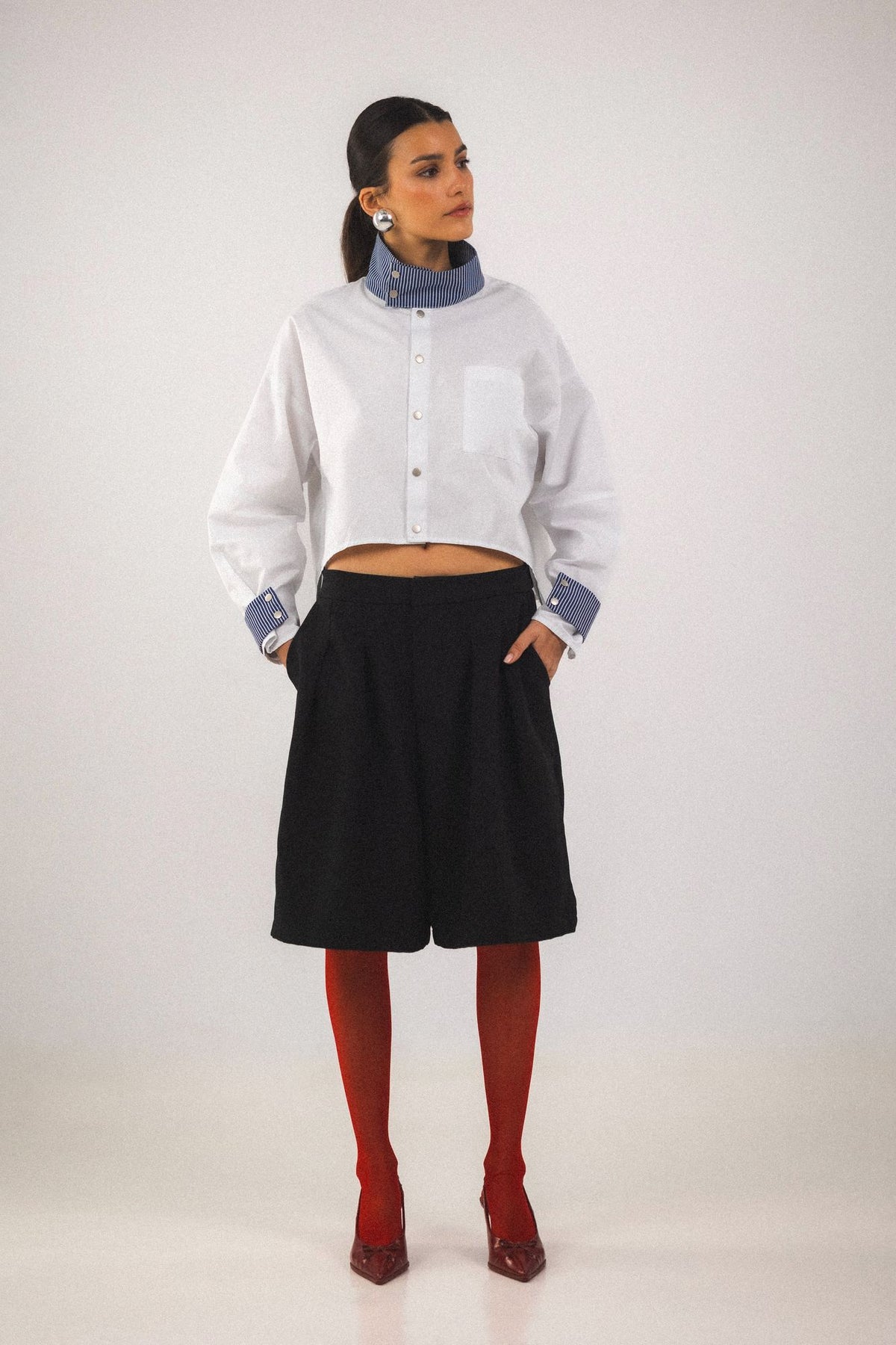 Chemise col montant Aya - Blanc - BOBO PARIS