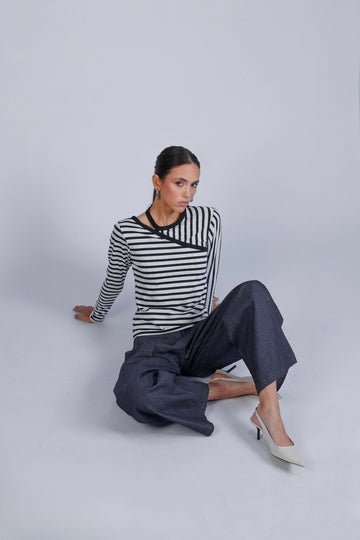 Duo de tops asymétriques à rayures - Louise