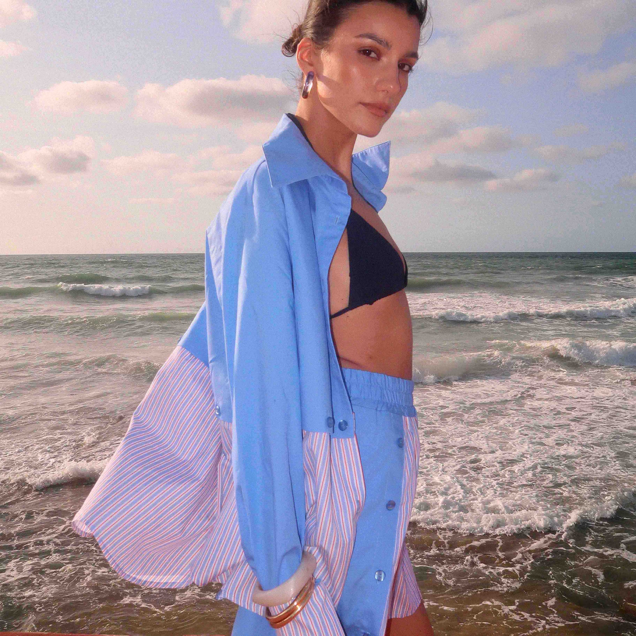 Chemise 2 en 1 bleue - Andréa